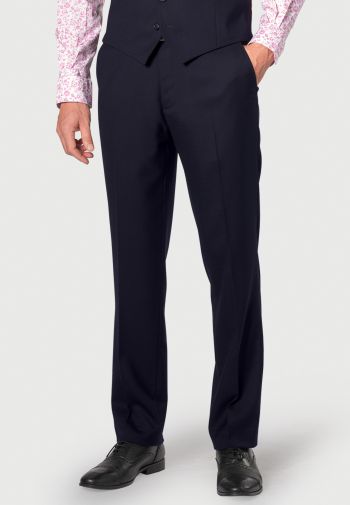 Tailored Fit Wells Navy Wool Blend Suit Trouser