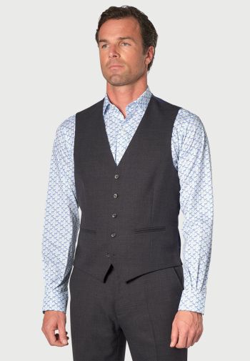 Tailored Fit Wells Charcoal Wool Blend Waistcoat