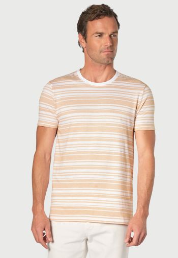 Willis Pure Cotton Peach Herringbone Hoop T-Shirt
