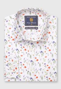 Regular and Tailored Fit Wild Flower Print Linen Cotton Shirt