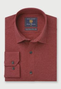 Regular and Tailored Fit Wine Knitted Cotton Shirt
