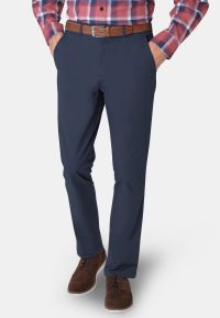 Regular and Tailored Fit Ben Airforce Blue Non-Iron Cotton Stretch Chinos