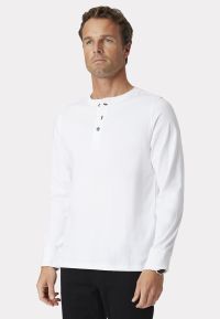 Holkham Pure Cotton White Long Sleeve Henley T-Shirt