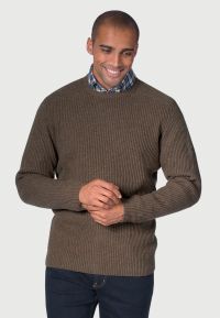 Pickering Clay Lambswool Guernsey Ribbed Crew Neck Jumper