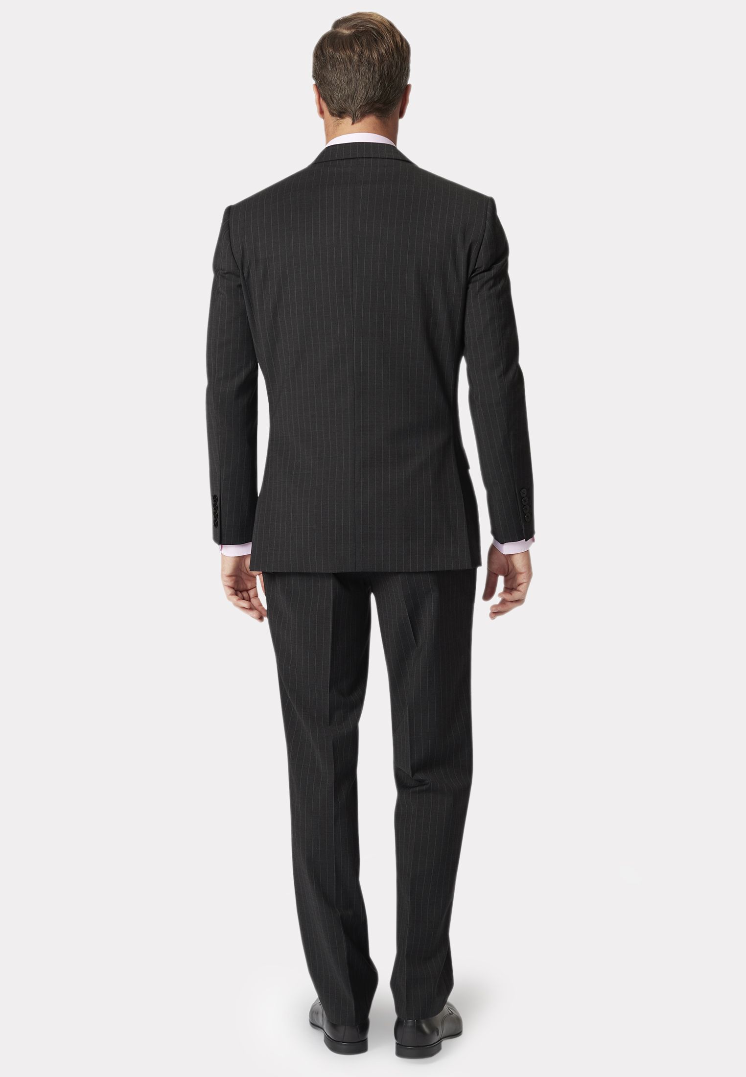 Tailored Fit Charcoal Pinstripe Suit - Waistcoat Optional