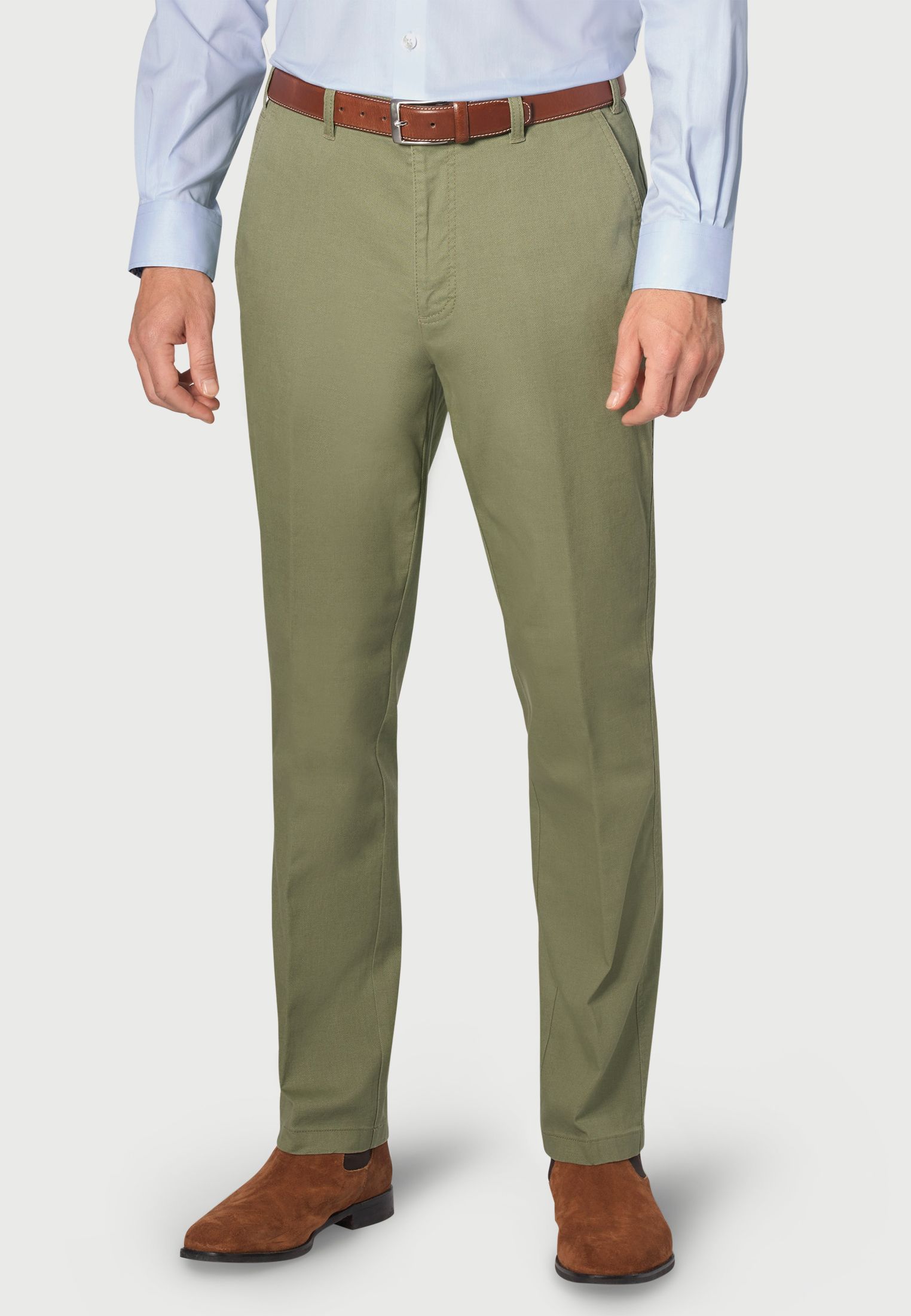Regular and Tailored Fit Mint Cotton Stretch Trouser