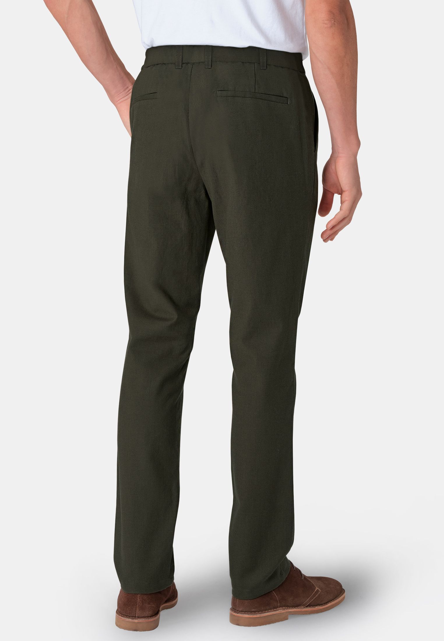 Regular and Tailored Fit Forest Green Cotton Stretch Trouser