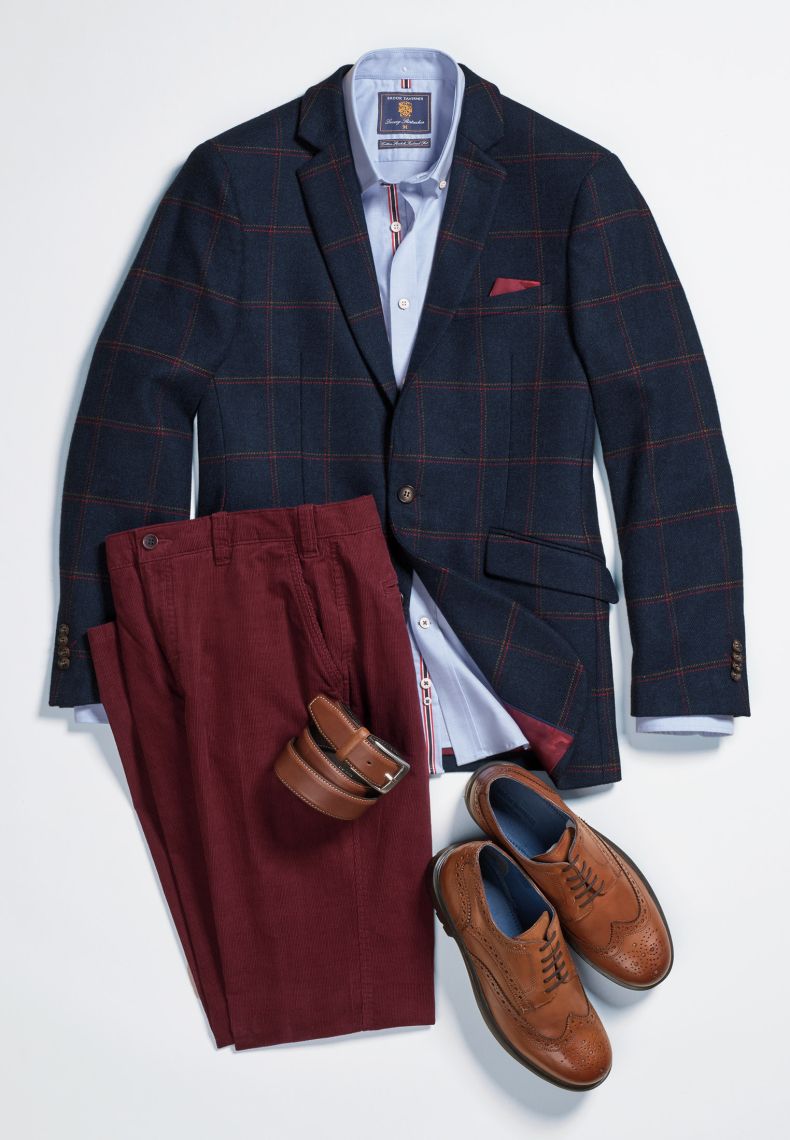 Tailored Fit Navy Check Wool Jacket