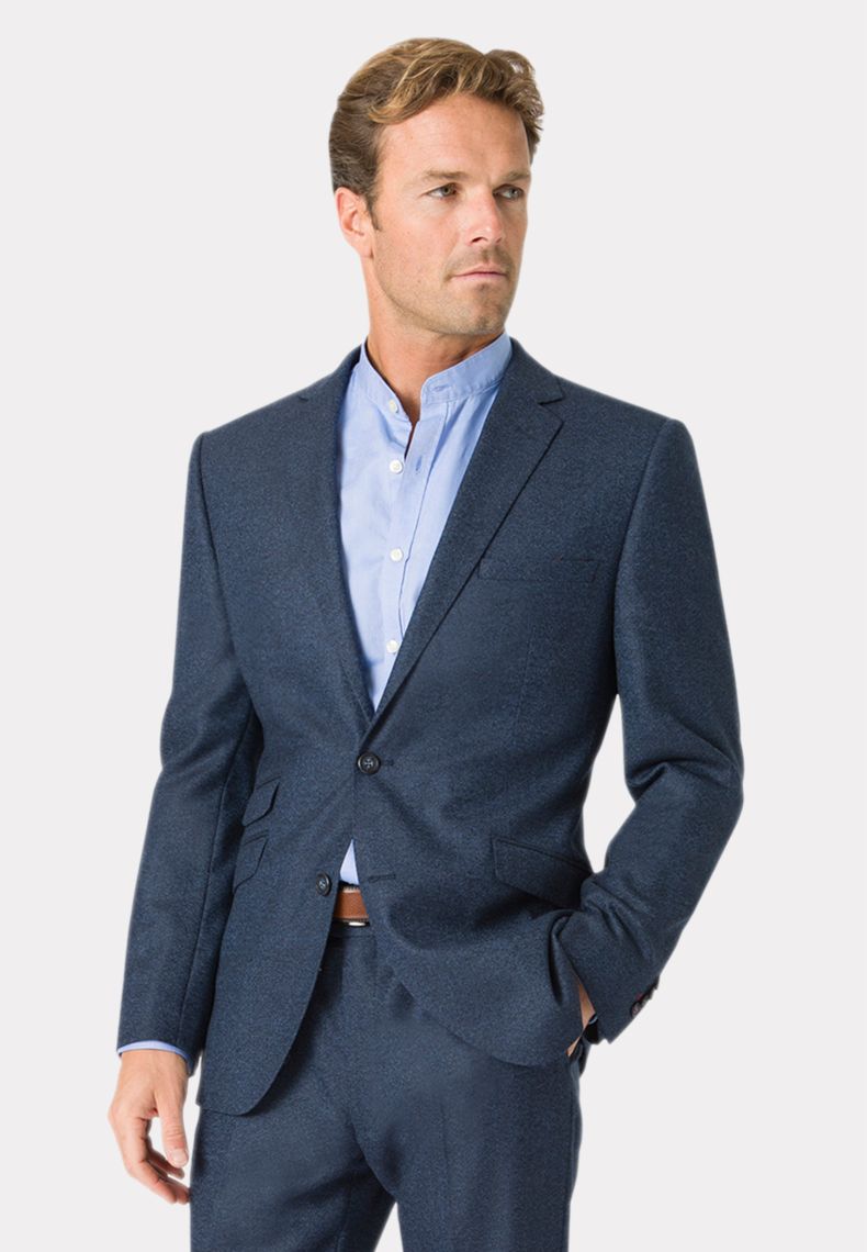 Tailored Fit Navy Donegal Wool Suit - Waistcoat Optional