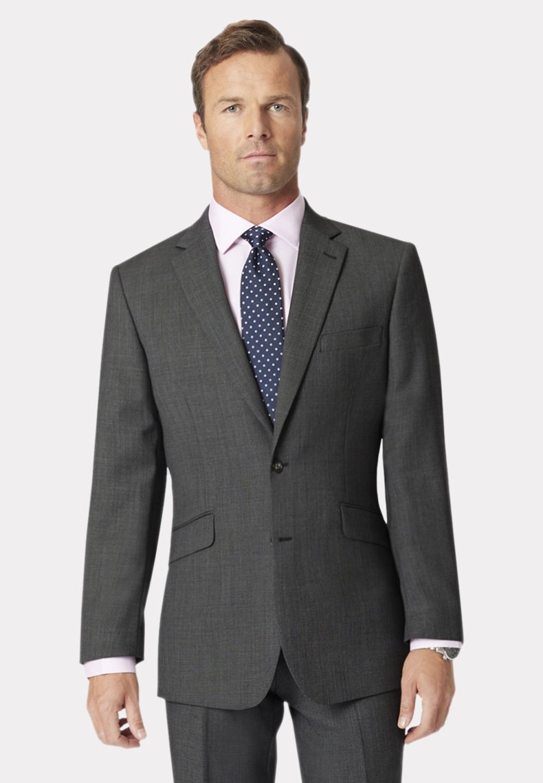 Regular Fit Charcoal Birdseye Wool Suit