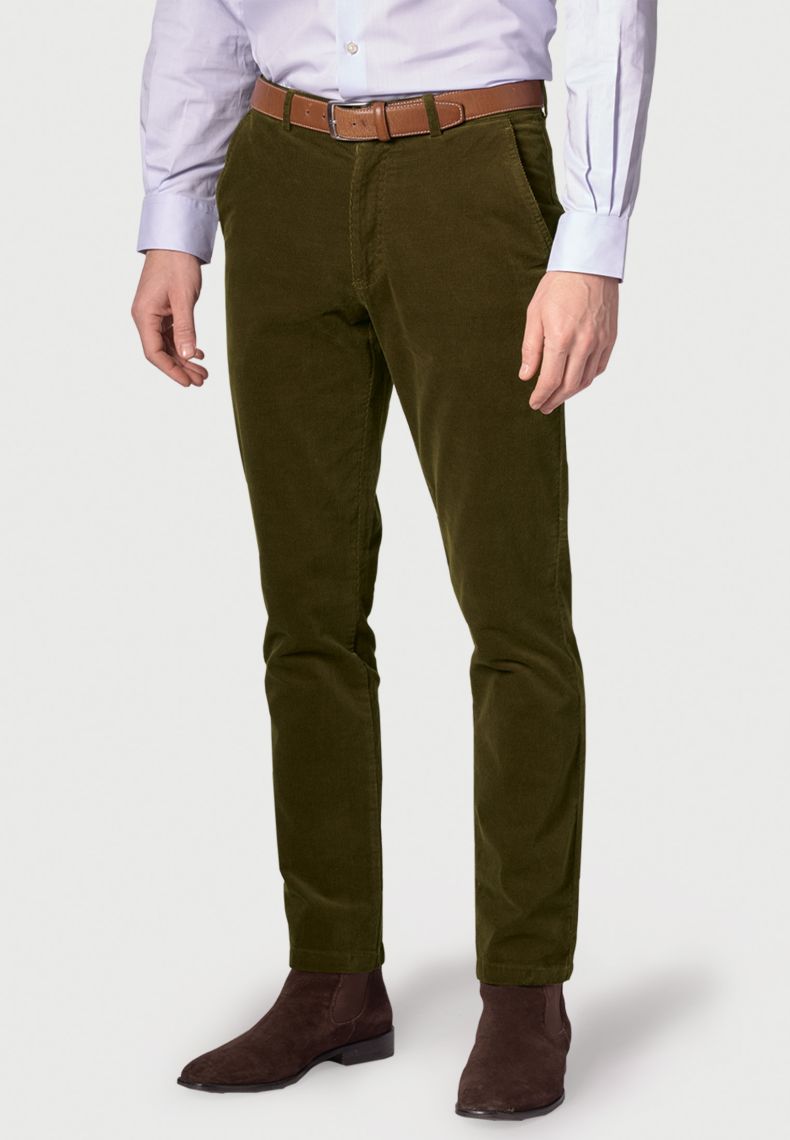 Tailored Fit Hunter Green Needle Corduroy Trouser