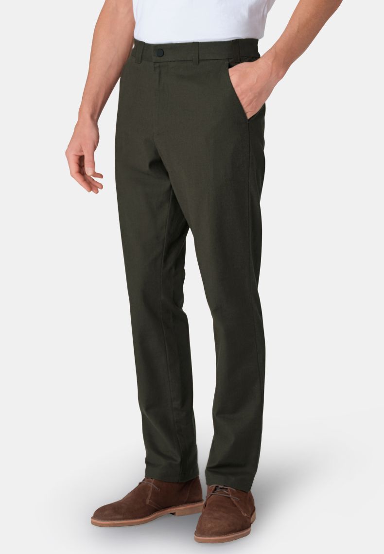 Regular and Tailored Fit Forest Green Cotton Stretch Trouser