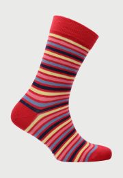 Red with Yellow Stripe Cotton Rich Sock