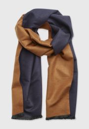 Navy and Brown Plain Double Faced Scarf