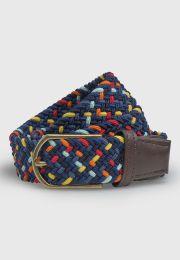 Oxford Brown Navy and Multicoloured Stretch Woven Belt