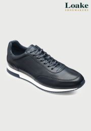Loake Bannister Navy Leather Sneakers