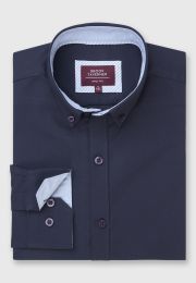 Tailored Fit Navy Stretch Cotton Oxford Shirt