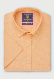 Regular Fit Apricot Dobby Short Sleeve Linen Cotton Shirt
