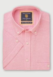 Regular Fit Rose Dobby  Short Sleeve Cotton Linen Shirt