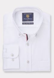 Regular Fit White Stretch Cotton Oxford Shirt