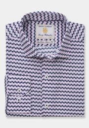 Tailored Fit Blue and Pink Pattern Cotton Shirt