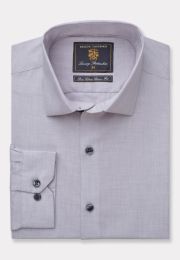 Tailored Fit Plain Grey Melange Shirt