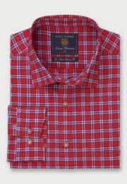 Regular and Tailored Fit Red Check Cotton Oxford Shirt