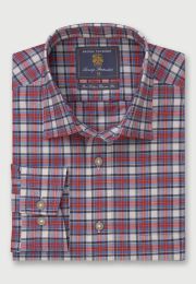 Regular and Tailored Fit Red Tartan Cotton Oxford Shirt