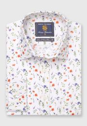 Regular and Tailored Fit Wild Flower Print Linen Cotton Shirt