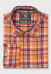 Tailored Fit Apricot Slub Check Cotton Shirt