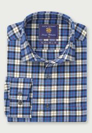 Regular Fit Blue Check 35" Sleeve Cotton Shirt