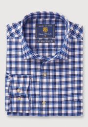 Regular Fit Blue and Navy Check 35" Sleeve Cotton Shirt