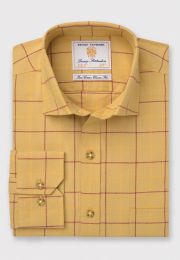 Regular Fit Mustard Tattersall Check Cotton Shirt