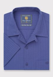 Regular Fit Blue Seersucker Cotton Short Sleeve Shirt
