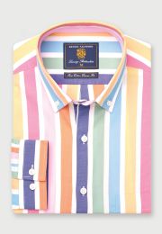 Regular Fit Multicoloured Stripe Cotton Shirt