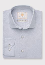 Tailored Fit Silver Grey Floral Jacquard Cotton Shirt