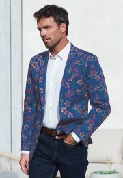 Tailored Fit Henman Blue Floral Print Stetch Cotton Jacket