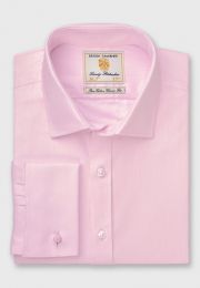 Regular Fit Pink Herringbone Double Cuff Cotton Shirt