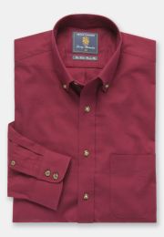 Plain Red Twill Peached Cotton Button Down Collar Shirt
