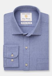 Regular Fit Mid Blue Cotton Melange - Three Sleeve Lengths Available