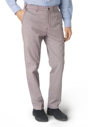 Tailored Fit Lyme Burgundy Pinstripe Cotton Stretch Trouser
