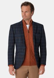 Tailored Fit Aird Blue Check Harris Tweed&reg; Jacket