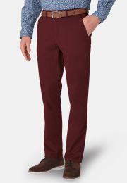 Regular and Tailored Fit Ben Wine Non-Iron Cotton Stretch Chinos