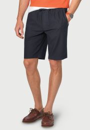 Navy Stretch Linen Drawcord Shorts