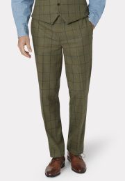 Tailored Fit Haincliffe Green Check Wool Suit Trouser