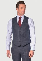 Tailored Fit lyd Blue Check Waistcoat