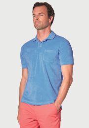 Milton Cotton Rich Blue Terry Towelling Polo Shirt
