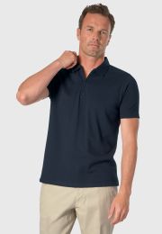 Newcombe Pure Cotton Navy Textured Zip Neck Polo Shirt