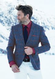 Perth Navy Houndstooth with Wine Overcheck Harris Tweed Jacket&reg; - Matching Waistcoat Optional