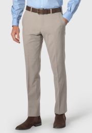 Tailored Fit Reeve Oatmeal Microcheck Wool Rich Trouser